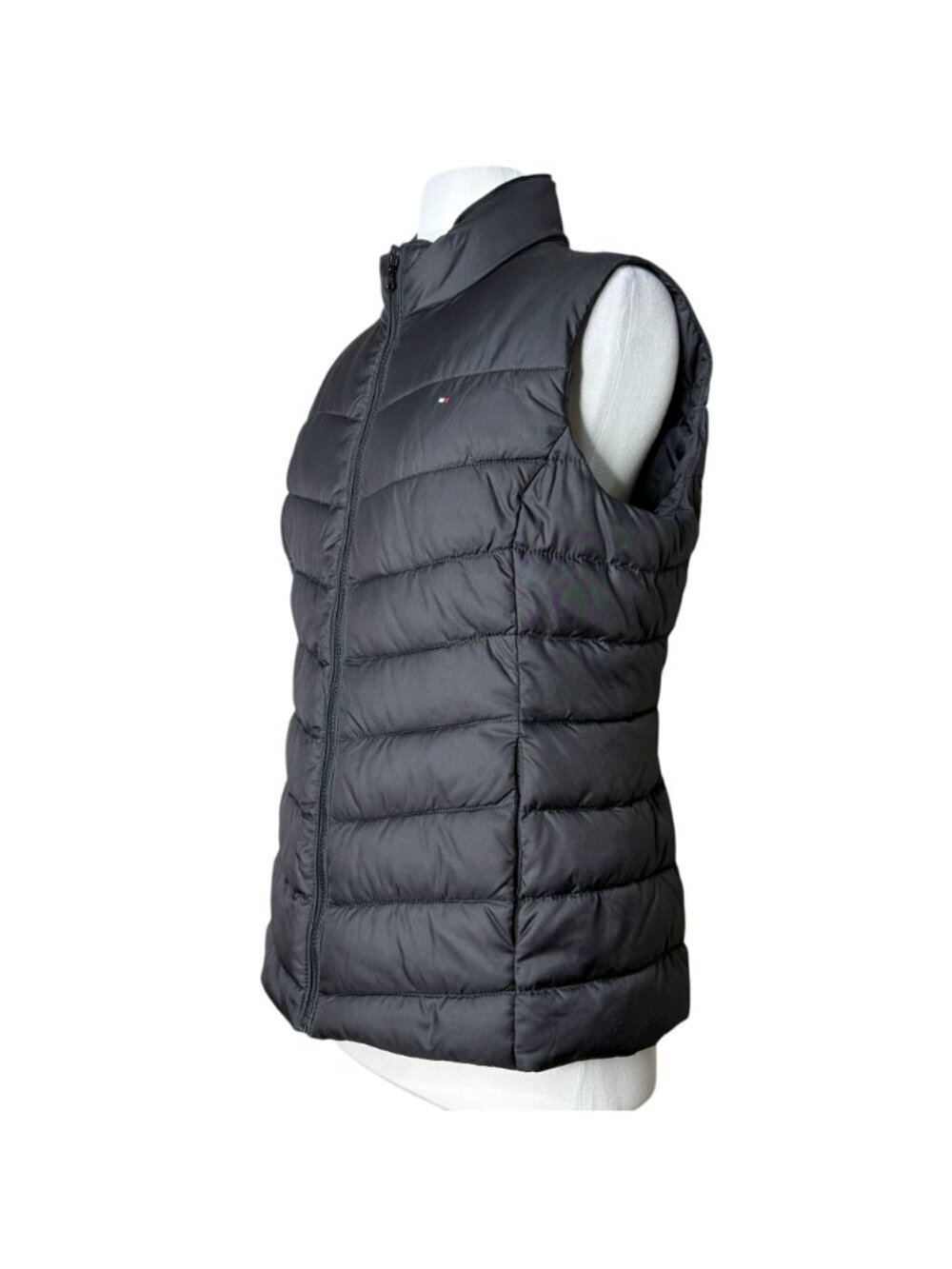 Tommy Hilfiger Women’s Puffer Vest Black Quilted Full Zip Sleeveless Jacket Larg - Picture 2 of 5